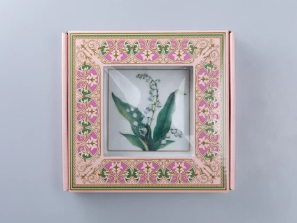 Подставка для мелочей в подарочной упаковке, форма Квадратная, рисунок Ландыш Майский, арт 81.34213.00.1, 