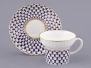 Чашка с блюдцем кофейная 155 мл.,  форма Волна, рисунок Кобальтовая сетка арт. 81.14575.00.1, 