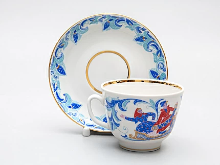 Чашка с блюдцем чайная 375 мл форма Подарочная рисунок Зима арт. 81.14209.00.1