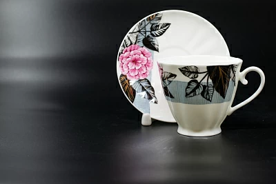 Блюдце Серая Роза на форме Ветерок, арт 60.00214.00.1