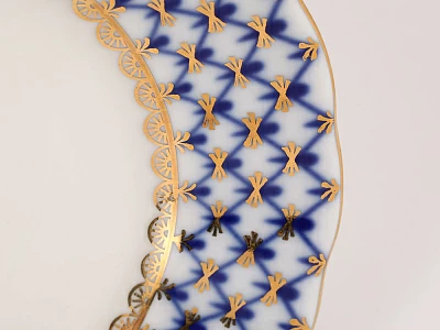 Трехпредметный комплект чайный форма Тюльпан рисунок Кобальтовая сетка арт. 81.10103.90.1