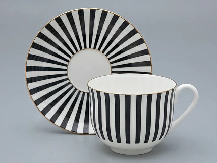 Чашка с блюдцем чайная форма Ландыш рисунок Да и нет Черный, арт. 81.32283.00.1