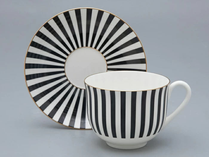 Чашка с блюдцем чайная форма Ландыш рисунок Да и нет Черный, арт. 81.32283.00.1, 