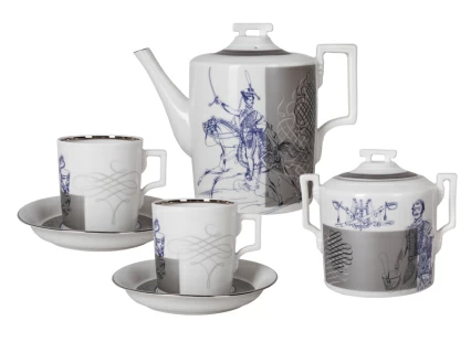 Сервиз чайный форма Гербовая рисунок Гусарский, 6 персон 14 предметов, арт. 81.24660.00.1, 