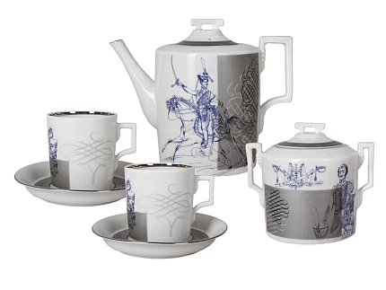 Сервиз чайный форма Гербовая рисунок Гусарский, 6 персон 14 предметов, арт. 81.24660.00.1