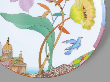 Декоративная тарелка 275 мм форма Эллипс рисунок Лиловый вечер арт. 80.83755.00.1, 