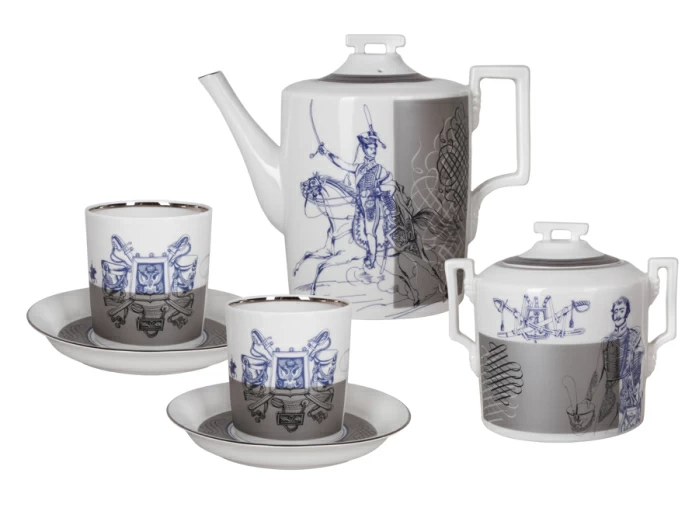 Сервиз чайный форма Гербовая рисунок Гусарский, 6 персон 14 предметов, арт. 81.24660.00.1, 