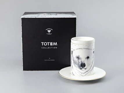 Бокал с блюдцем Тотем в подарочной упаковке, рисунок Медведь арт. 81.28376.00.1, 