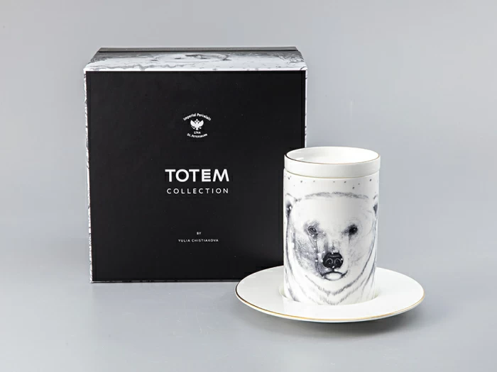 Бокал с блюдцем Тотем в подарочной упаковке, рисунок Медведь арт. 81.28376.00.1, 