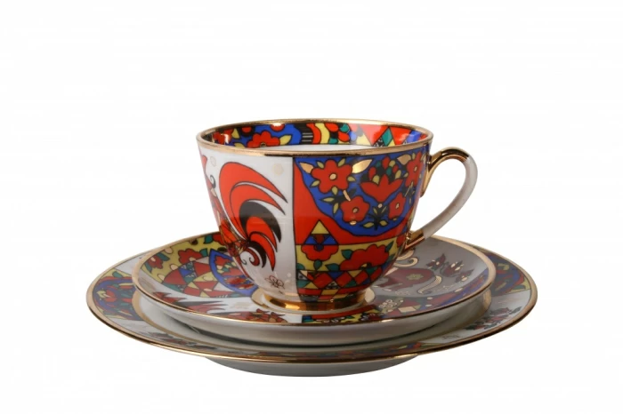 Трехпредметный комплект чайный 230 мл форма Весенняя рисунок Народные узоры арт. 81.18074.00.1, 