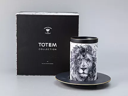 Бокал с блюдцем Тотем в подарочной упаковке, рисунок Лев арт. 81.28375.00.1
