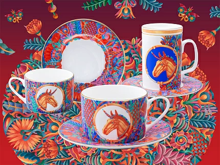 Чашка с блюдцем 250 мл, в подарочной упаковке, форма Идиллия, рисунок Единорог, арт. 81.34423.00.1