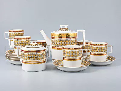 Сервиз чайный форма Гербовая рисунок Бельведер по мотивам Бабигонского, 14 предметов 6 персон, арт. 81.27705.00.1