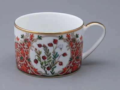 Чашка с блюдцем 250 мл в подарочной упаковке форма Соло рисунок Клюква заповедная, арт. 81.34280.00.1