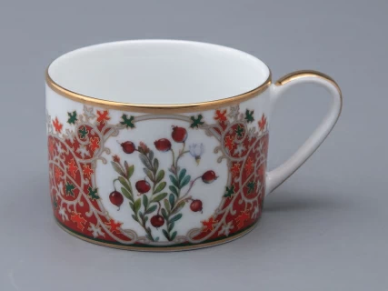 Чашка с блюдцем 250 мл в подарочной упаковке форма Соло рисунок Клюква заповедная, арт. 81.34280.00.1, 