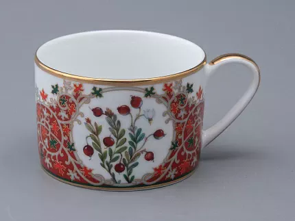 Чашка с блюдцем 250 мл в подарочной упаковке форма Соло рисунок Клюква заповедная, арт. 81.34280.00.1