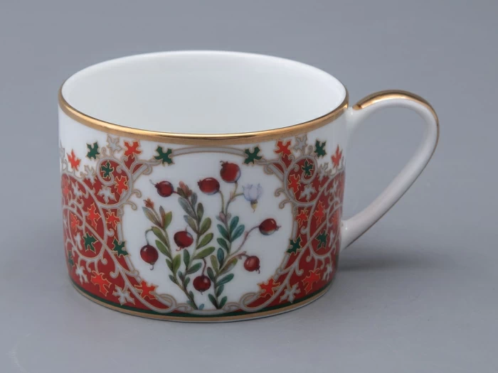 Чашка с блюдцем 250 мл в подарочной упаковке форма Соло рисунок Клюква заповедная, арт. 81.34280.00.1, 