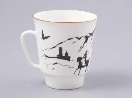 Чашка с блюдцем 165 мл форма Майская рисунок Русские писатели Лермонтов, арт. 81.31746.00.1, 