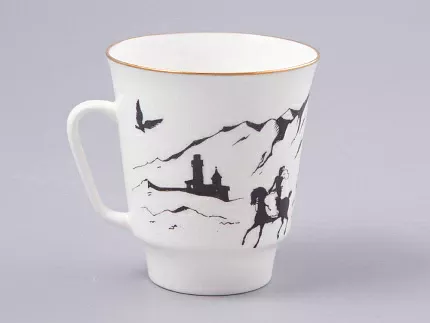 Чашка с блюдцем 165 мл форма Майская рисунок Русские писатели Лермонтов, арт. 81.31746.00.1