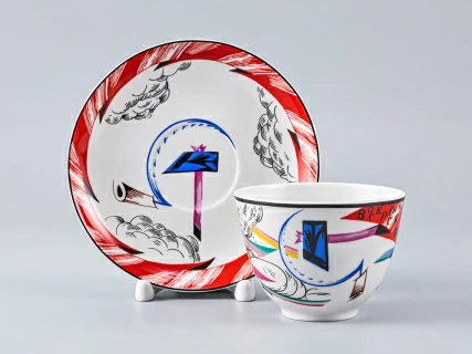 Чашка с блюдцем чайная форма Весенняя рисунок Красный флаг, арт. 81.27948.00.1, 