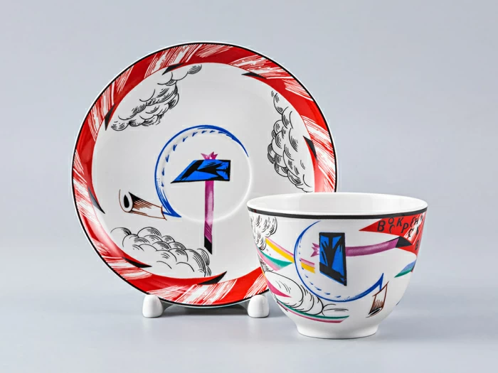 Чашка с блюдцем чайная форма Весенняя рисунок Красный флаг, арт. 81.27948.00.1, 