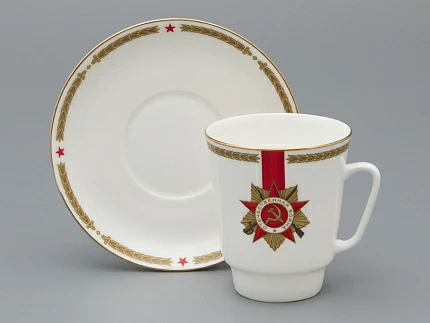 Чашка с блюдцем кофейная, форма Майская 2, рисунок 80 лет Победы, арт 81.33973.00.1