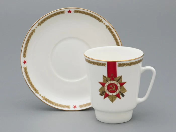 Чашка с блюдцем кофейная, форма Майская 2, рисунок 80 лет Победы, арт 81.33973.00.1, 