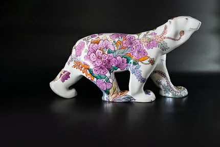 Скульптура Медведь идущий, большой размер, рисунок Цветущая Арктика, арт 62.21613.00.1