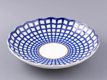 Сухарница форма Тюльпан рисунок Кобальтовая клетка арт. 80.03707.00.1,  Сухарница форма Тюльпан рисунок Кобальтовая клетка арт. 80.03707.00.1,