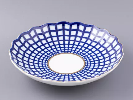 Сухарница, 215  мм, форма Тюльпан, рисунок Кобальтовая клетка арт. 80.03707.00.1