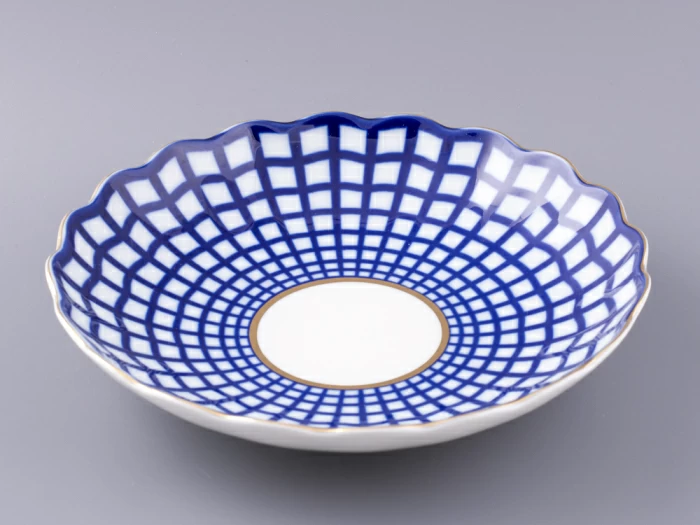 Сухарница форма Тюльпан рисунок Кобальтовая клетка арт. 80.03707.00.1,  Сухарница форма Тюльпан рисунок Кобальтовая клетка арт. 80.03707.00.1,