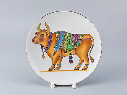 Тарелка декоративная 195 форма Эллипс рисунок Восточный сувенир. Бык, арт. 80.99931.00.1