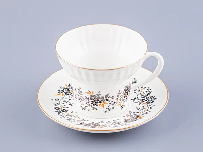 Чашка с блюдцем кофейная 155 мл форма Волна рисунок Тонкие веточки арт. 81.14403.00.1