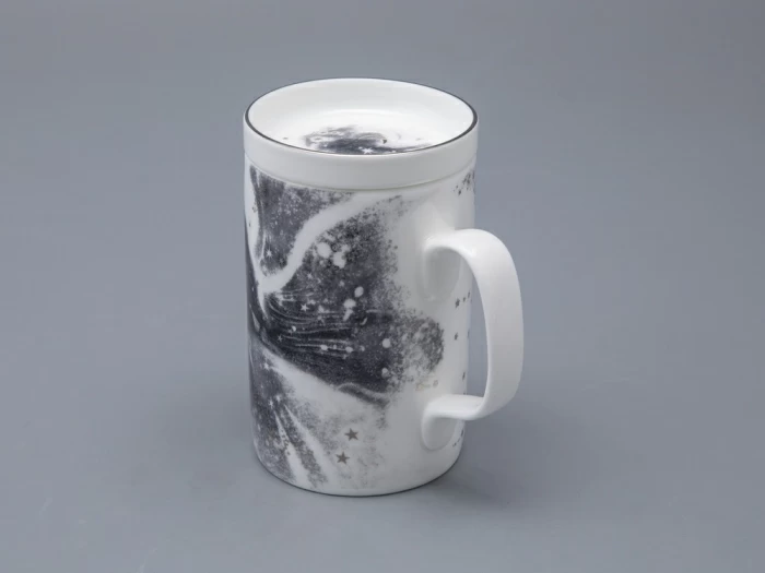 Бокал с блюдцем и крышкой 400 мл в подарочной упаковке, форма top рисунок Черный мустанг, арт 81.34276.00.1, 