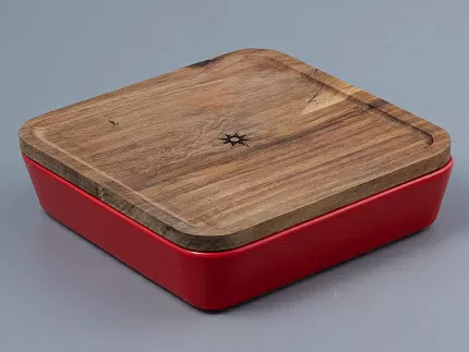 Набор для запекания с деревянной крышкой ( 2 предм.квадратные ) форма Стандартная рисунок Календа арт. 42.00043.00.1