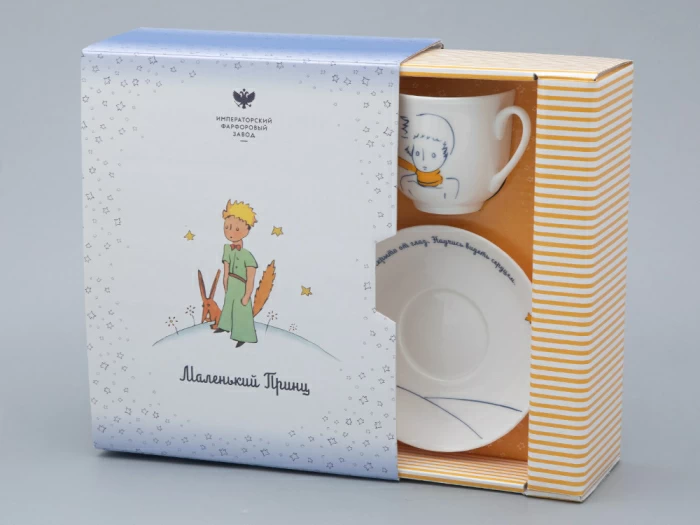Подарочный набор Чашка с блюдцем, форма Ландыш рисунок Портрет Маленького Принца арт. 81.27752.00.1,  Подарочный набор Чашка с блюдцем, форма Ландыш рисунок Портрет Маленького Принца арт. 81.27752.00.1,