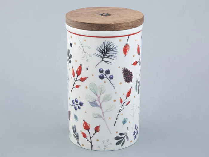 Банка с деревянной крышкой (высокая 165мм) форма Стандартная рисунок Календа арт. 42.00040.00.1, 