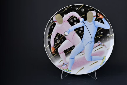 Блюдо круглое 310 мм Осень, рисунок Поединок арт. 60.09773.00.5