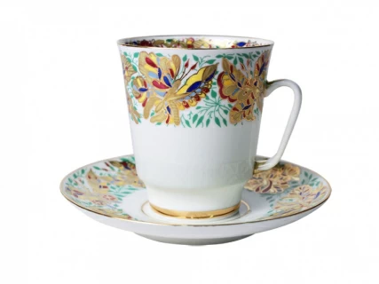 Чашка с блюдцем кофейная 165 мл.,  форма Майская, рисунок Пестрые бабочки арт. 81.10377.00.1, 
