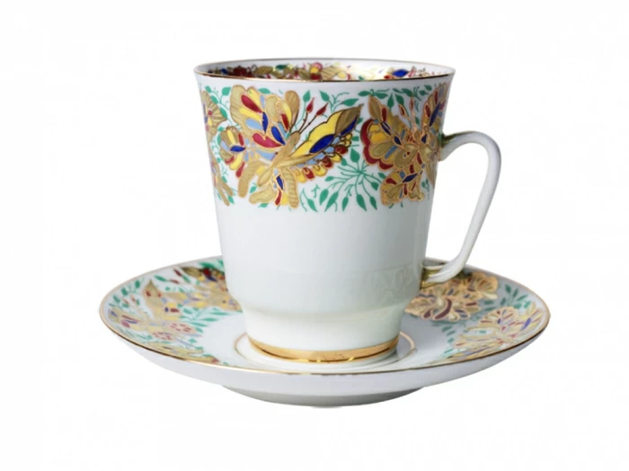 Чашка с блюдцем кофейная 165 мл.,  форма Майская, рисунок Пестрые бабочки арт. 81.10377.00.1, 