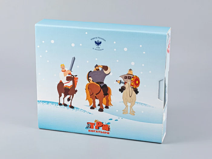 Подарочный набор декоративный 200 мм форма Эллипс рисунок Три богатыря Зима арт. 81.25186.00.1, 