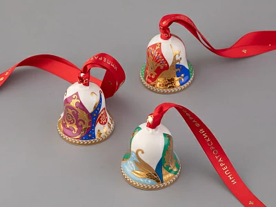 Подарочный набор Колокольчик форма Петелька рисунок Рождественские узоры 3 штуки, арт. 81.32619.00.1 Подарочный набор Колокольчик форма Петелька рисунок Рождественские узоры 3 штуки, арт. 81.32619.00.1