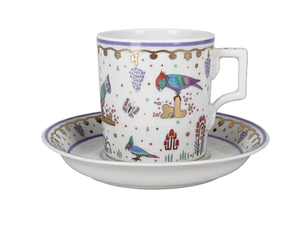 Чашка с блюдцем чайная 220 мл форма Гербовая рисунок Нескучный сад арт. 81.23634.00.1 Чашка с блюдцем чайная 220 мл форма Гербовая рисунок Нескучный сад арт. 81.23634.00.1