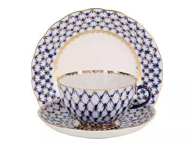Сервиз чайный форма Тюльпан рисунок Кобальтовая сетка, 6 персон 20 предметов, арт. 81.11141.03.1