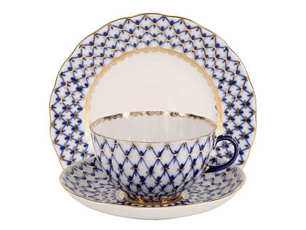 Сервиз чайный форма Тюльпан рисунок Кобальтовая сетка, 6 персон 20 предметов, арт. 81.11141.03.1 Сервиз чайный форма Тюльпан рисунок Кобальтовая сетка, 6 персон 20 предметов, арт. 81.11141.03.1