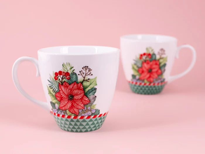 Набор бокалов с блюдцем 2шт форма Весна, рисунок Зимняя история (зеленый) арт. 81.11373.00.1, 