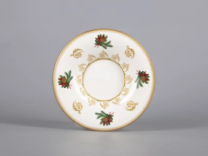 Чашка с блюдцем чайная 210 мл форма Юлия рисунок Еловые веточки арт. 81.30700.00.1, 