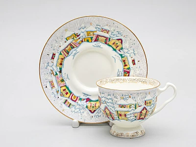 Чашка с блюдцем чайная форма Айседора рисунок Зимний день арт. 81.29566.00.1