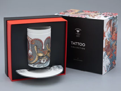 Бокал с крышкой и блюдцем в подарочной упаковке, форма top. рисунок TATTOO Dragon арт. 81.31627.00.1, 