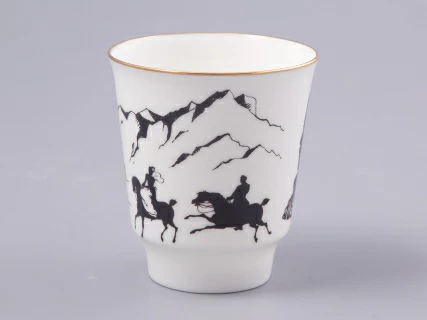 Чашка с блюдцем 165 мл форма Майская рисунок Русские писатели Лермонтов, арт. 81.31746.00.1, 